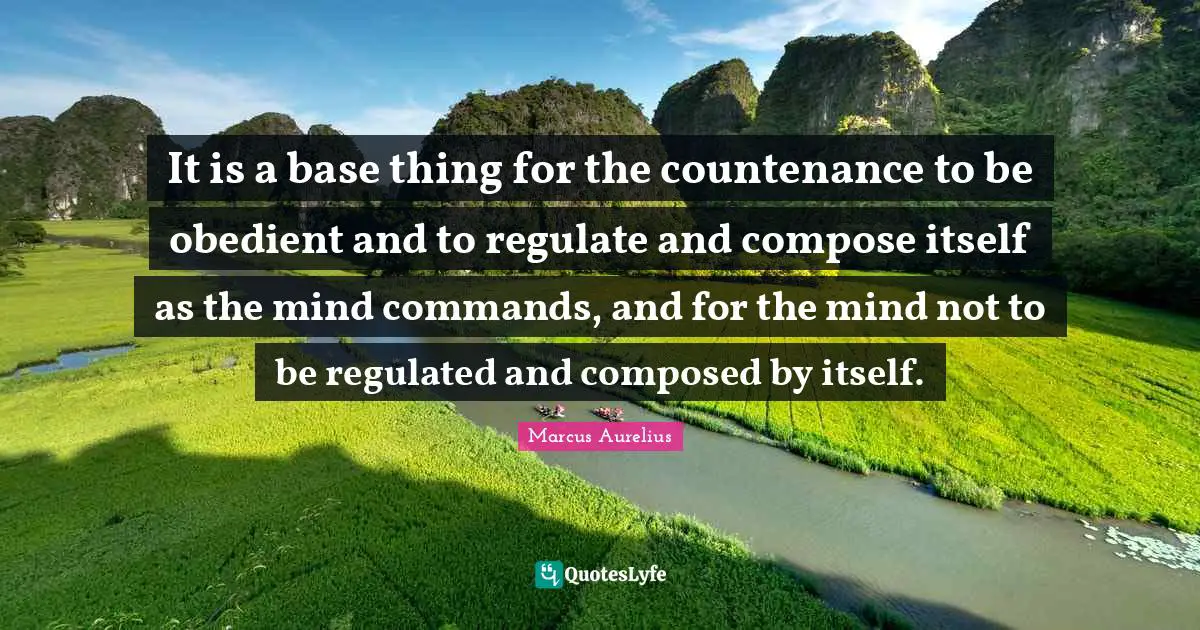 It is a base thing for the countenance to be obedient and to regulate and compose itself as the mind commands, and for the mind not to be regulated and composed by itself.