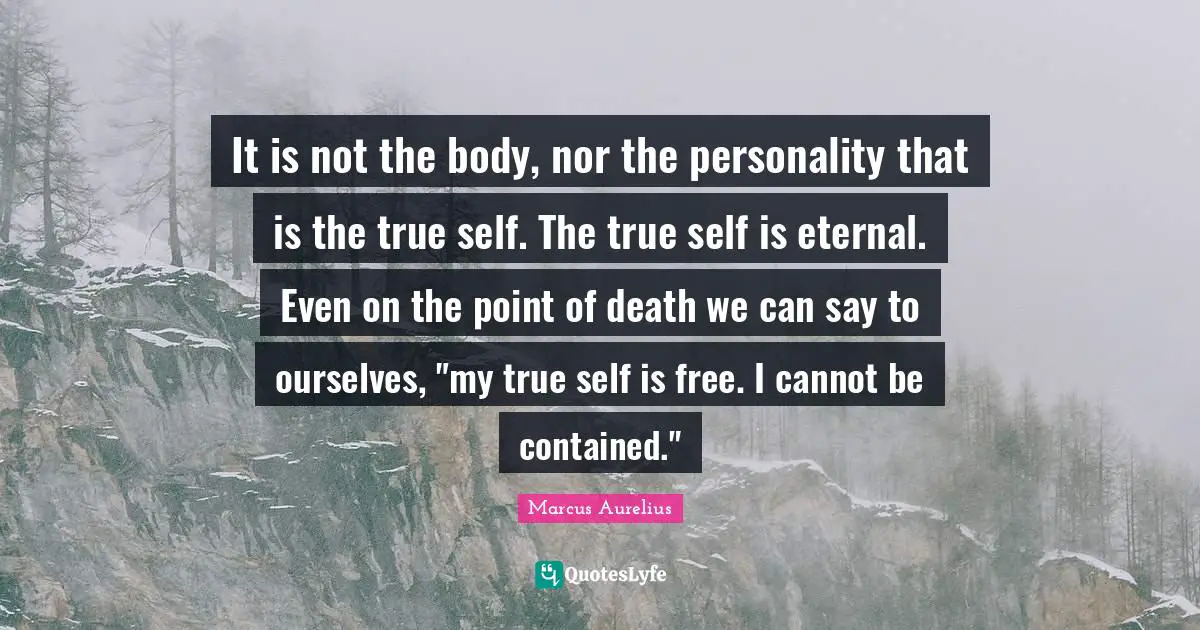 True Self Quotes: "It is not the body, nor the personality that is the true self. The true self is eternal. Even on the point of death we can say to ourselves, "my true self is free. I cannot be contained.""