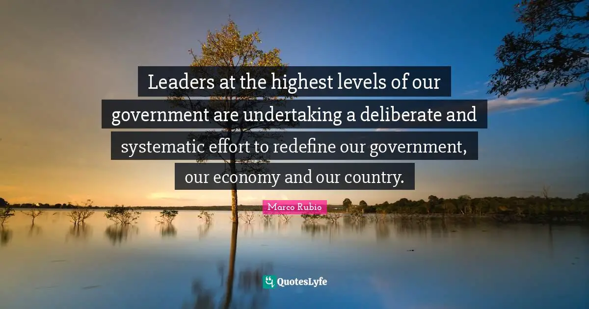 Leaders at the highest levels of our government are undertaking a deliberate and systematic effort to redefine our government, our economy and our country.