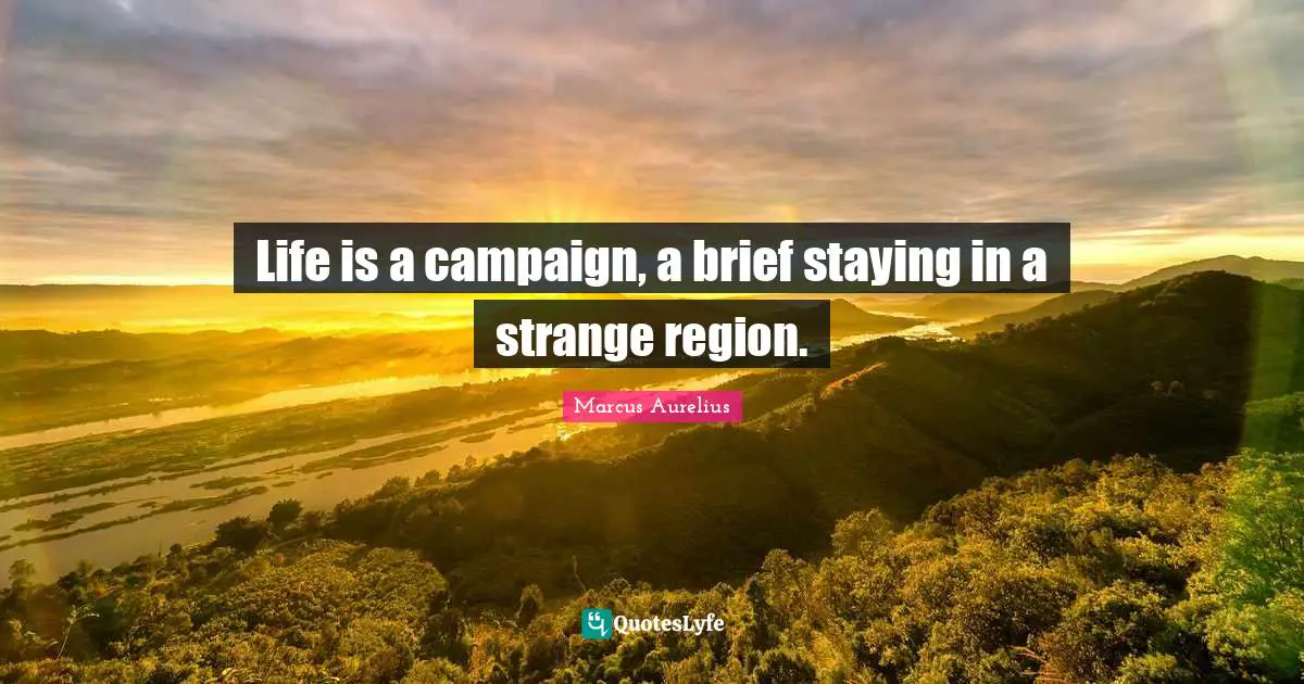 Life is a campaign, a brief staying in a strange region.
