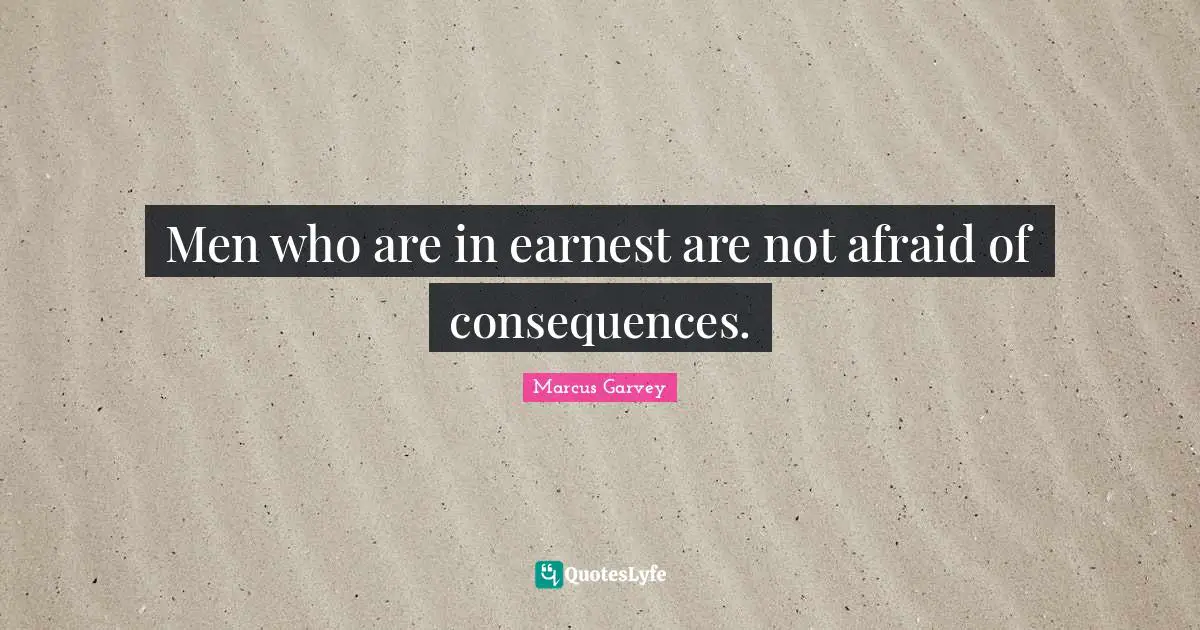 Not Afraid Quotes: "Men who are in earnest are not afraid of consequences."
