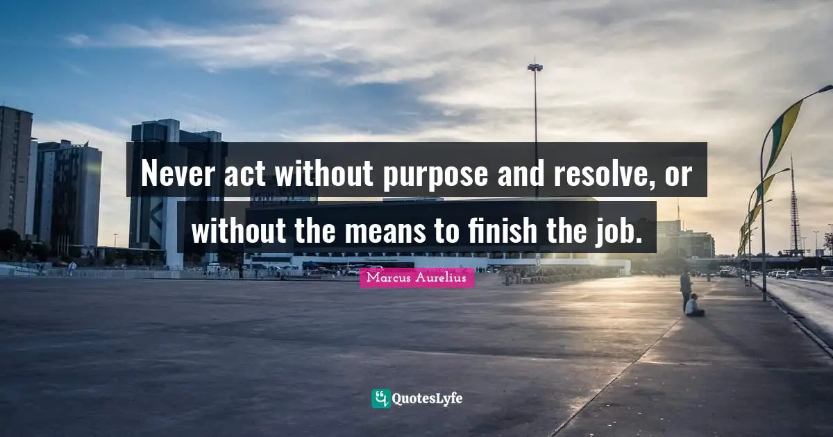 Never act without purpose and resolve, or without the means to finish the job.