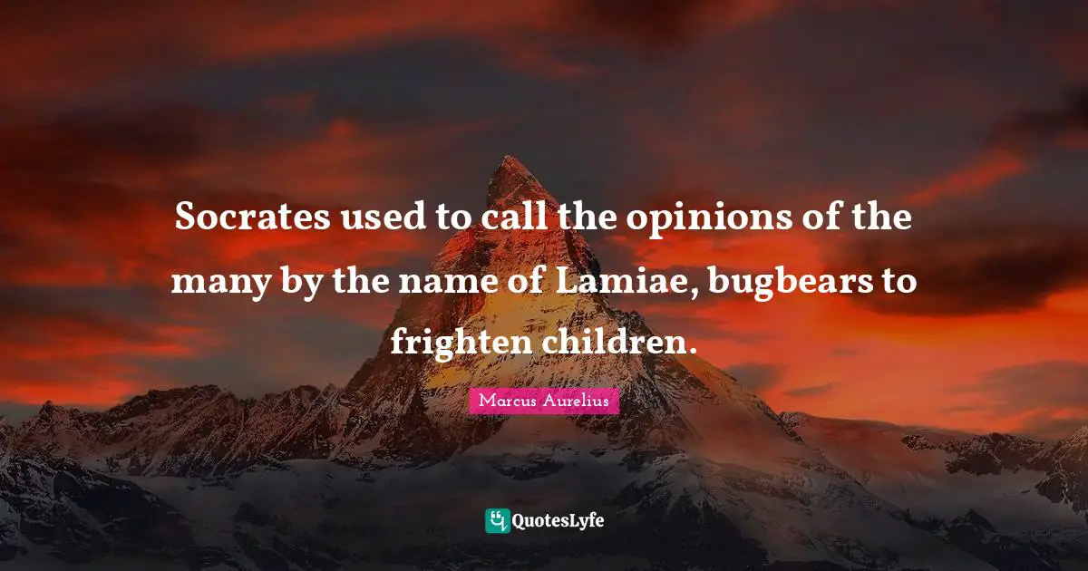 Socrates used to call the opinions of the many by the name of Lamiae, bugbears to frighten children.