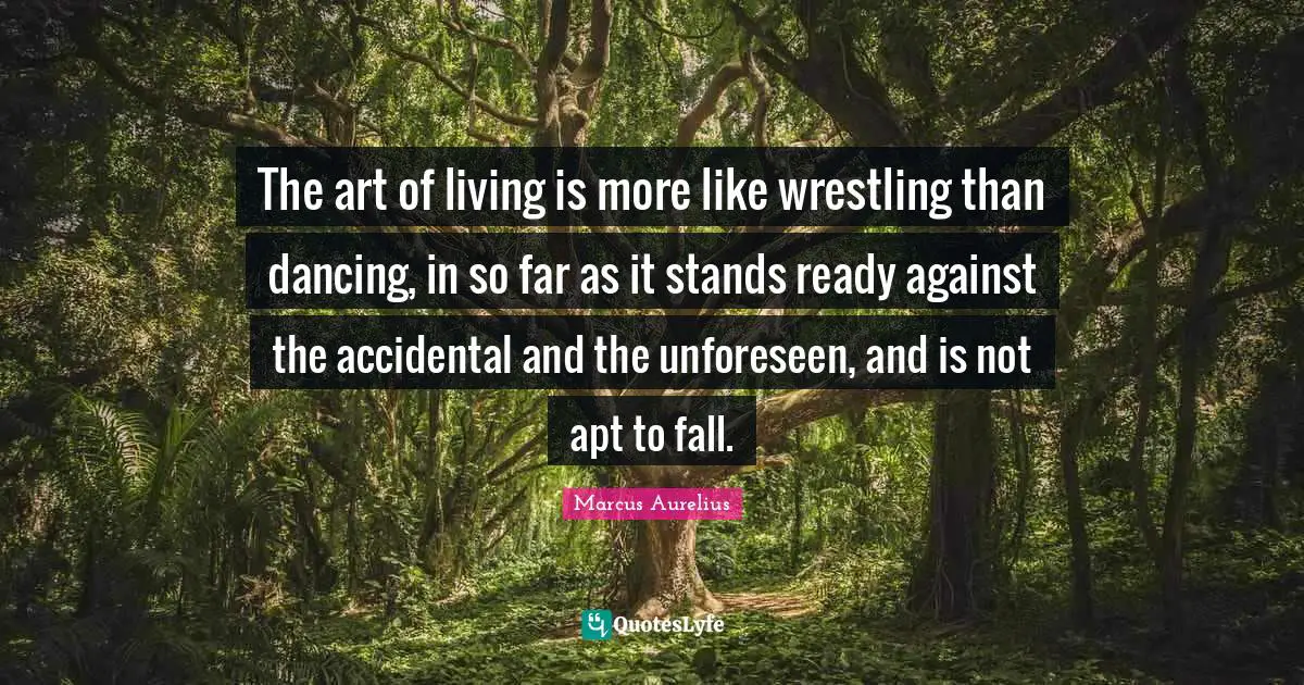 The art of living is more like wrestling than dancing, in so far as it stands ready against the accidental and the unforeseen, and is not apt to fall.