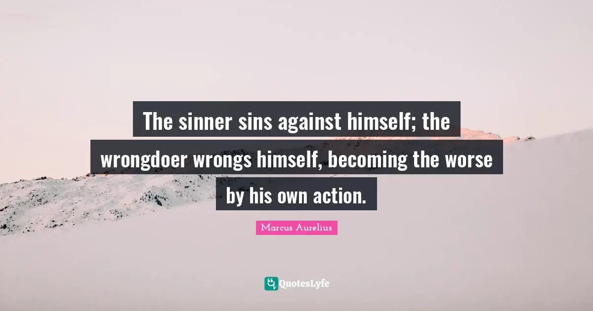 The sinner sins against himself; the wrongdoer wrongs himself, becoming the worse by his own action.