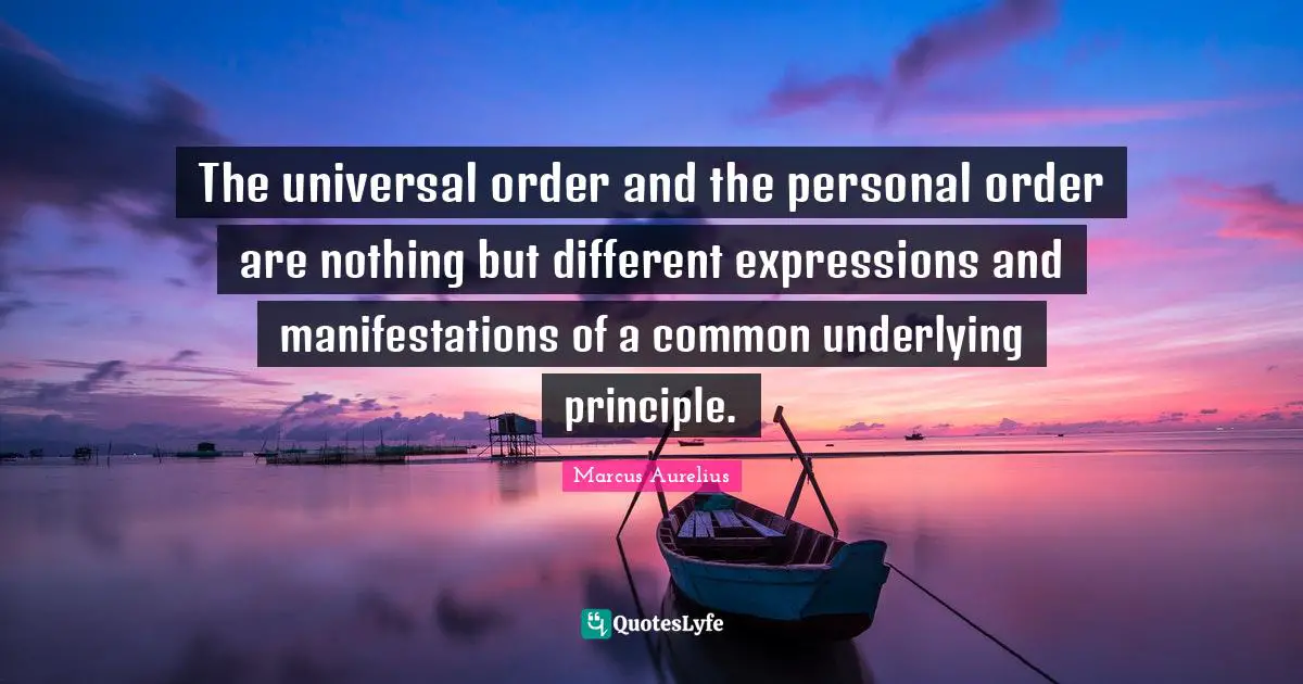 The universal order and the personal order are nothing but different expressions and manifestations of a common underlying principle.