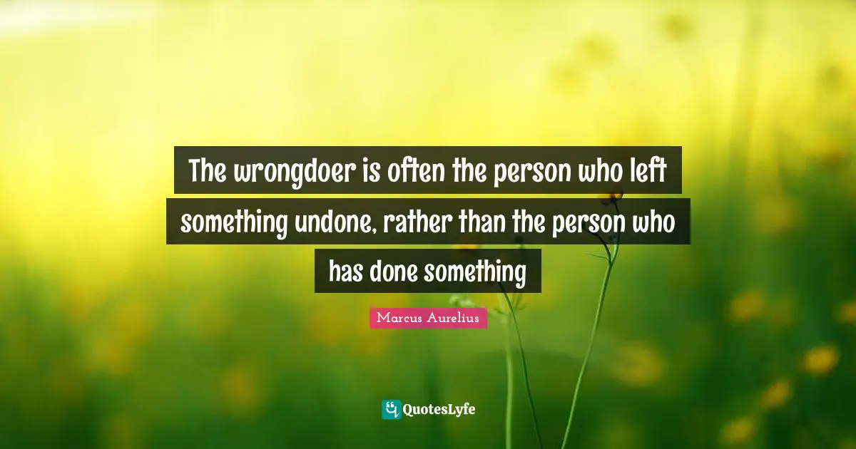 Undone Quotes: "The wrongdoer is often the person who left something undone, rather than the person who has done something"