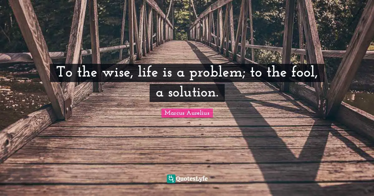 To the wise, life is a problem; to the fool, a solution.