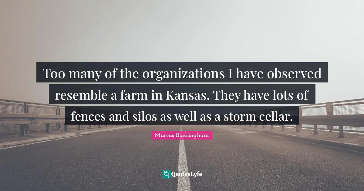 Too many of the organizations I have observed resemble a farm in Kansas. They have lots of fences and silos as well as a storm cellar.
