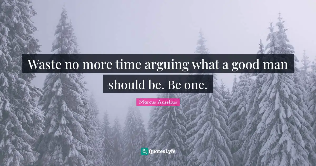 Marcus Aurelius Quotes: Waste no more time arguing what a good man should be. Be one.