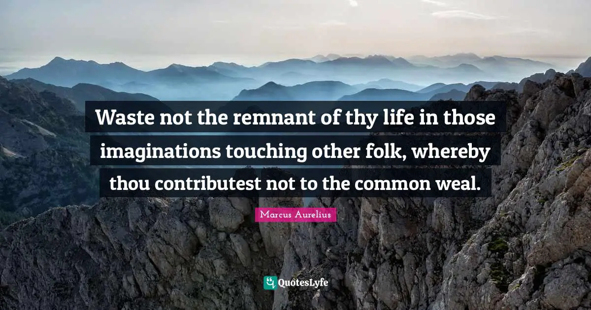 Waste not the remnant of thy life in those imaginations touching other folk, whereby thou contributest not to the common weal.