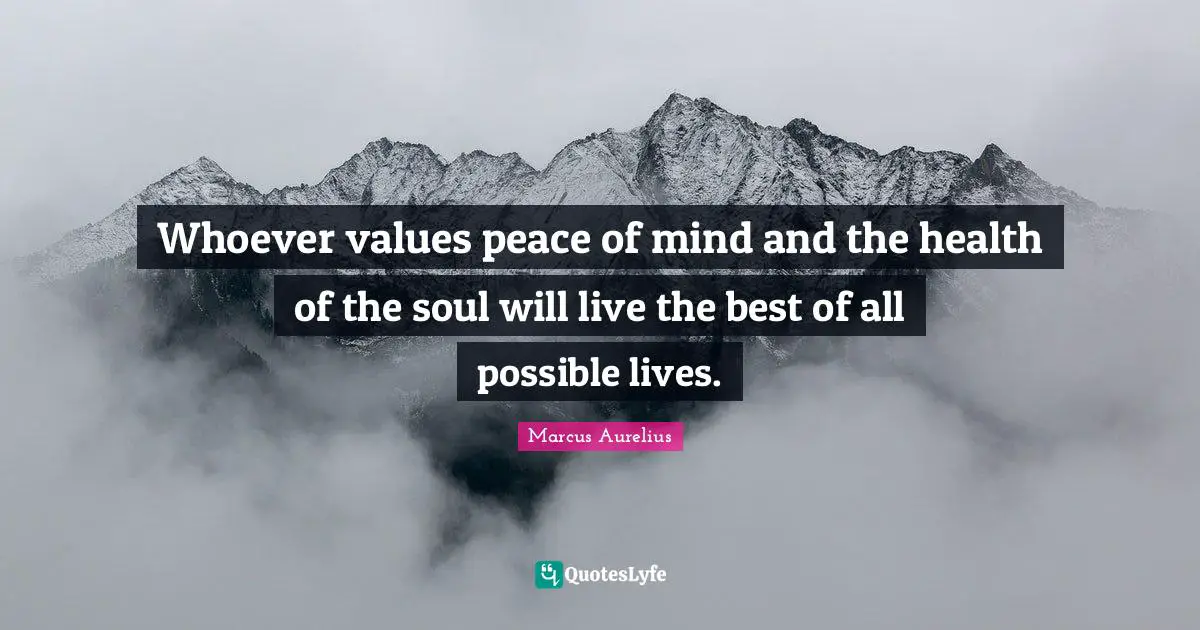 Whoever values peace of mind and the health of the soul will live the best of all possible lives.