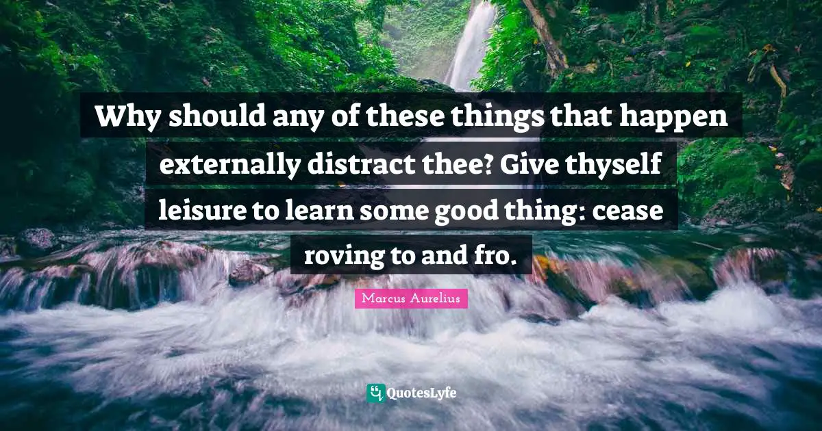 Why should any of these things that happen externally distract thee? Give thyself leisure to learn some good thing: cease roving to and fro.