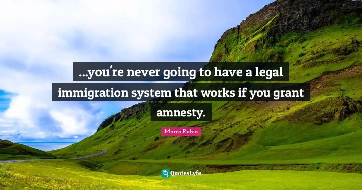 ...you're never going to have a legal immigration system that works if you grant amnesty.