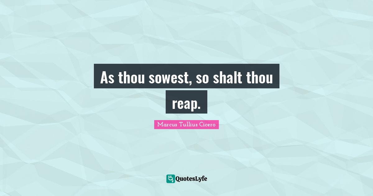 As thou sowest, so shalt thou reap.