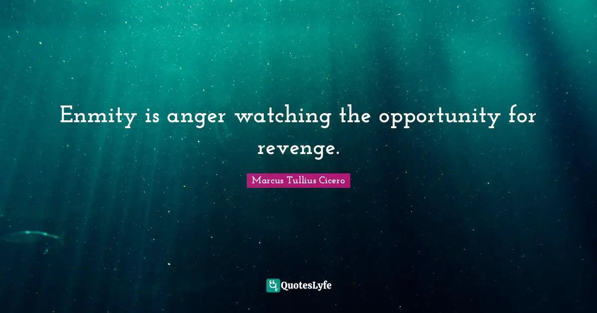 Enmity is anger watching the opportunity for revenge.