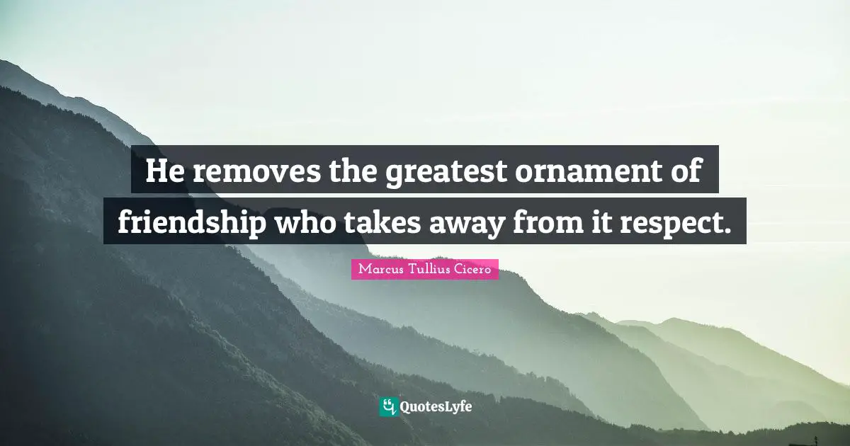 He removes the greatest ornament of friendship who takes away from it respect.