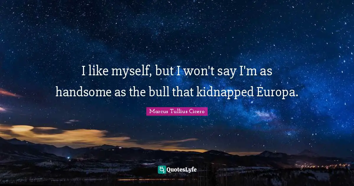 I like myself, but I won't say I'm as handsome as the bull that kidnapped Europa.