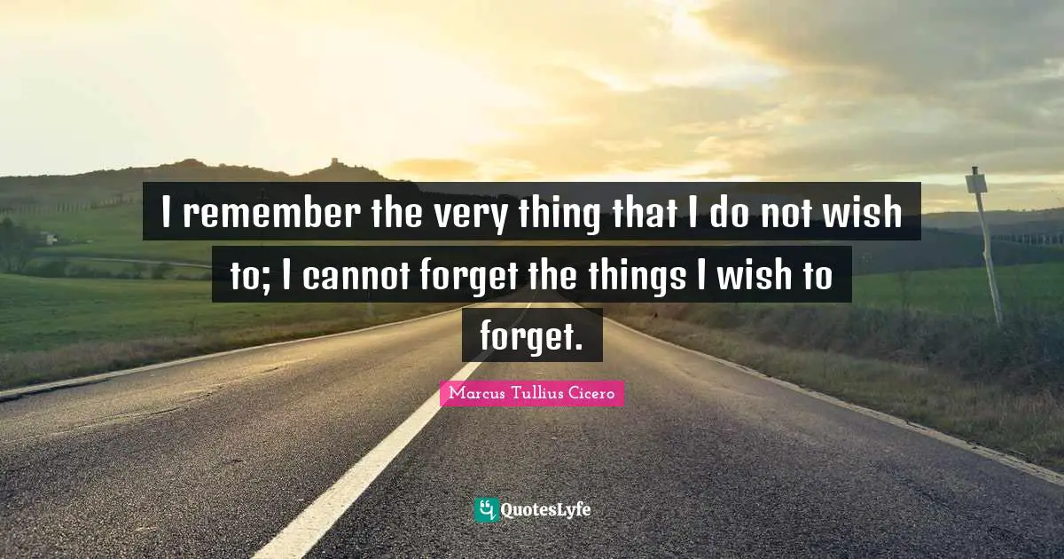 I remember the very thing that I do not wish to; I cannot forget the things I wish to forget.