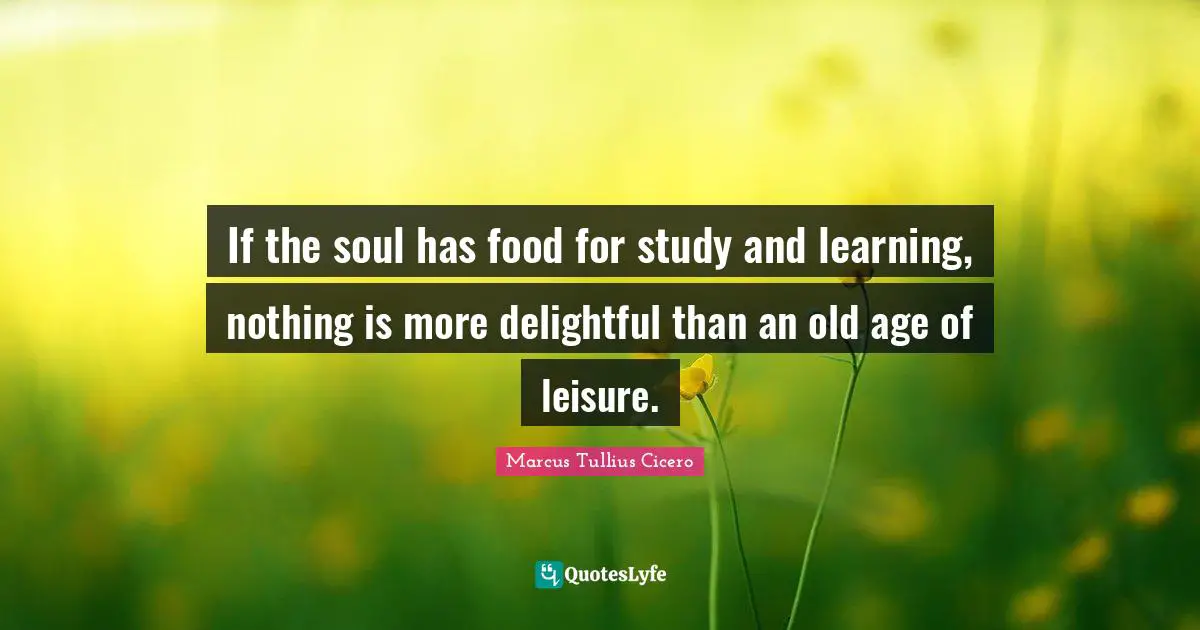 If the soul has food for study and learning, nothing is more delightful than an old age of leisure.