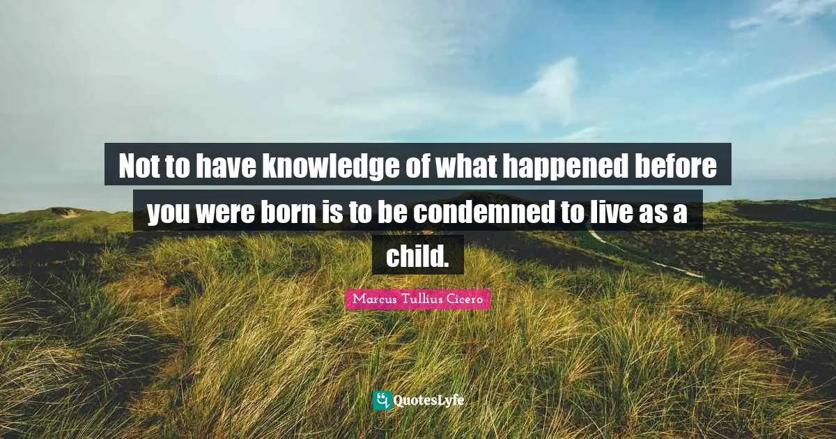 Not to have knowledge of what happened before you were born is to be condemned to live as a child.