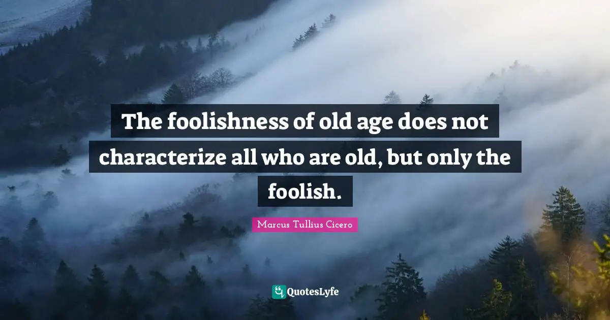 The foolishness of old age does not characterize all who are old, but only the foolish.