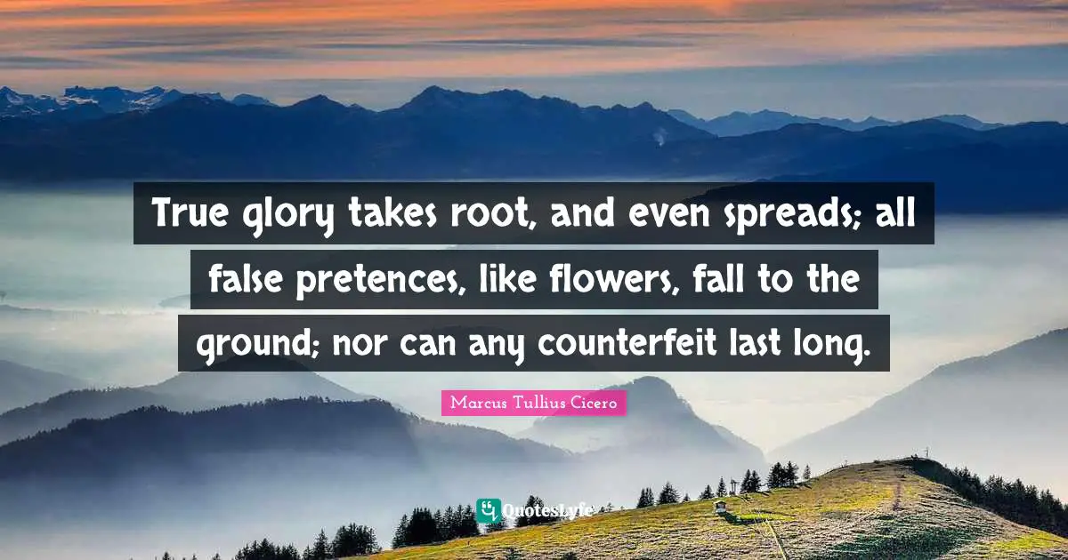 True glory takes root, and even spreads; all false pretences, like flowers, fall to the ground; nor can any counterfeit last long.