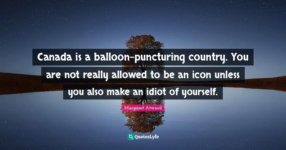 Canada is a balloon-puncturing country. You are not really allowed to be an icon unless you also make an idiot of yourself.