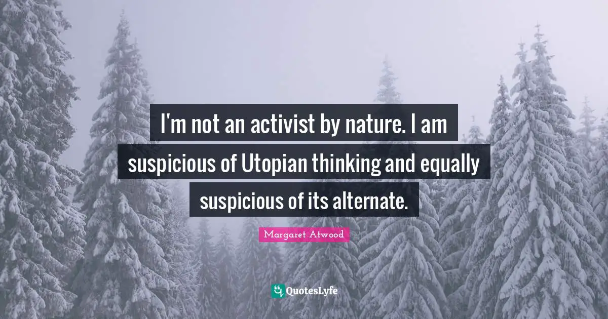 I'm not an activist by nature. I am suspicious of Utopian thinking and equally suspicious of its alternate.