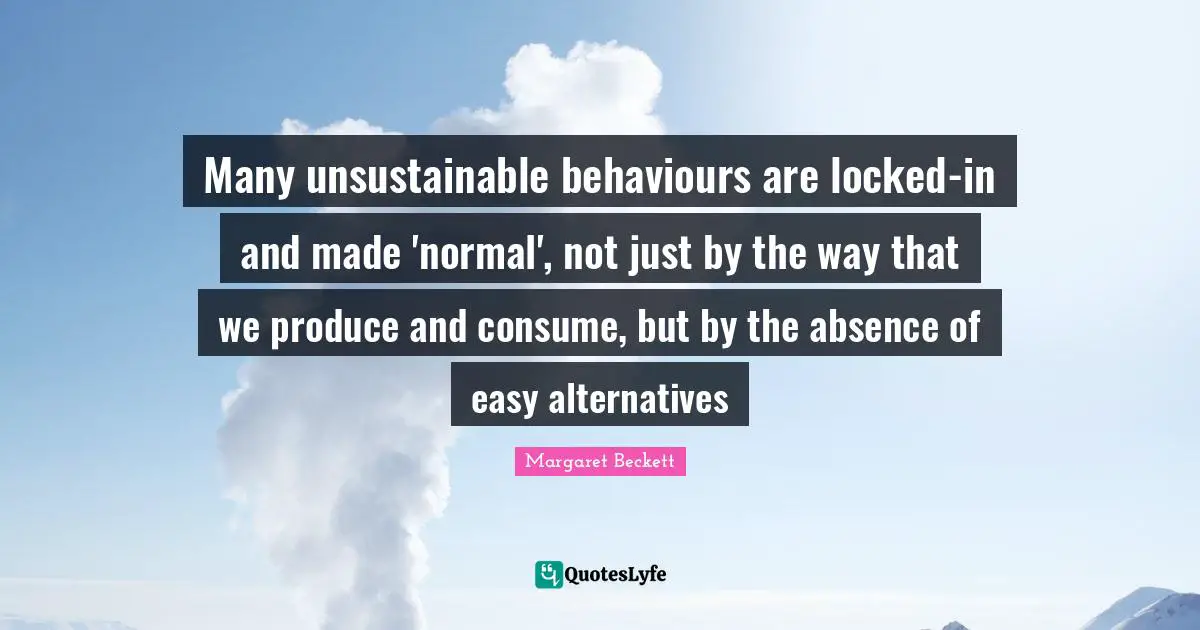 Many unsustainable behaviours are locked-in and made 'normal', not just by the way that we produce and consume, but by the absence of easy alternatives