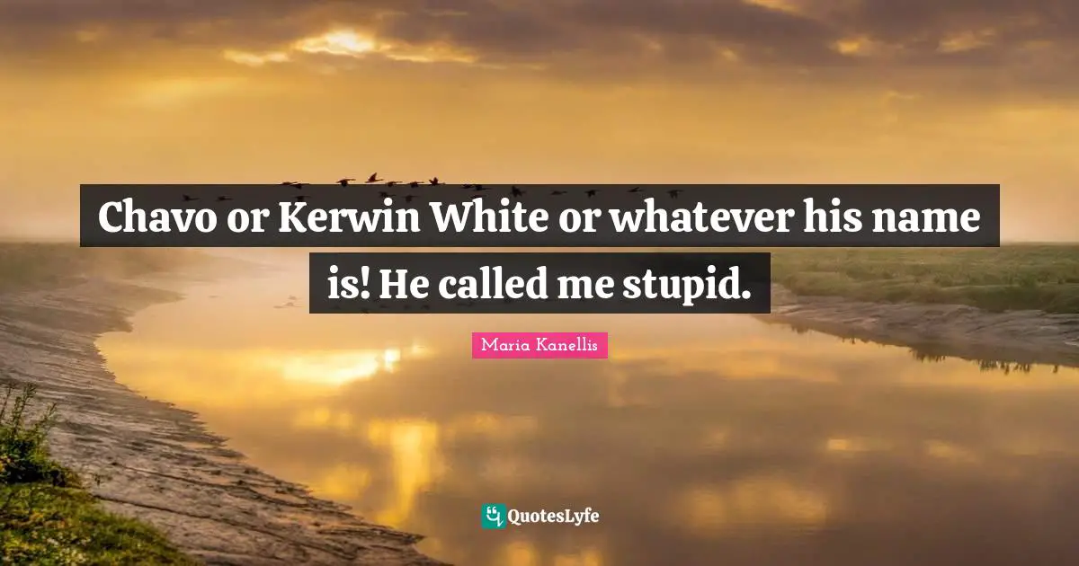 Chavo or Kerwin White or whatever his name is! He called me stupid.