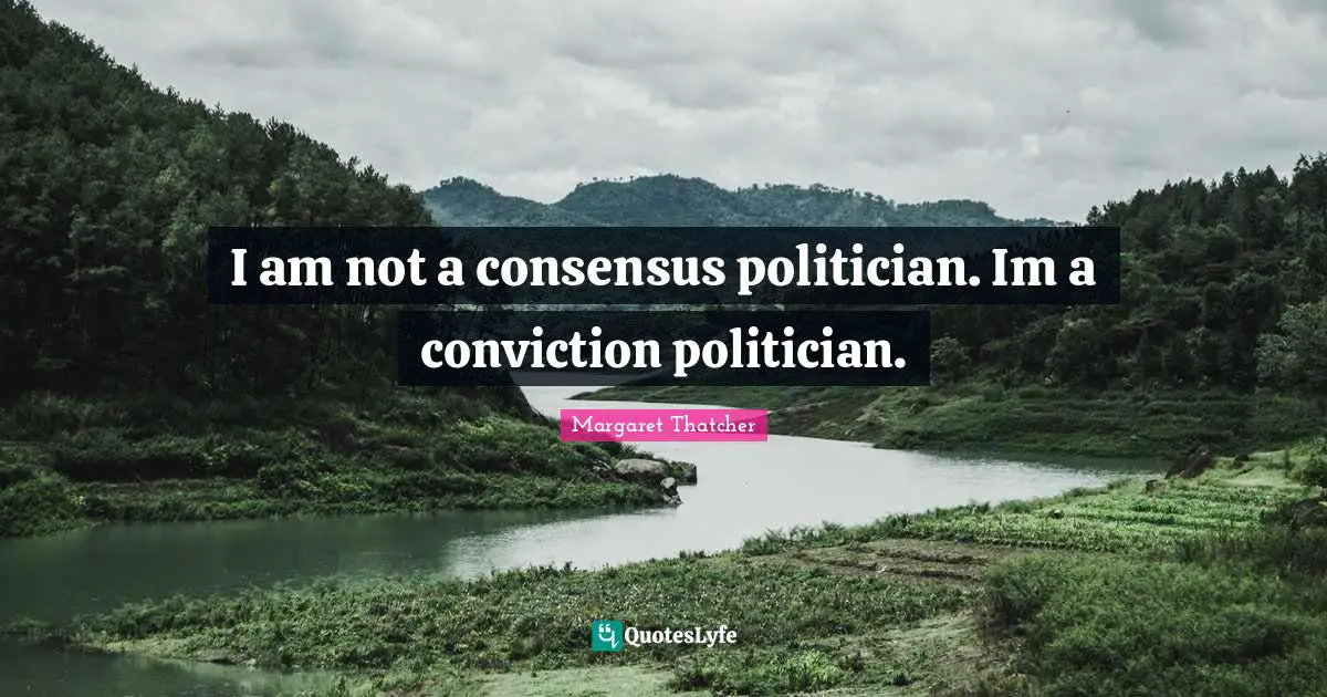 I am not a consensus politician. Im a conviction politician.