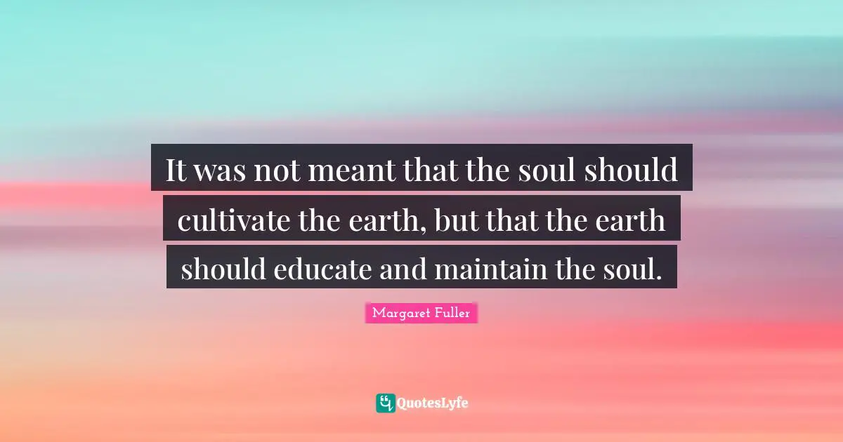 It was not meant that the soul should cultivate the earth, but that the earth should educate and maintain the soul.