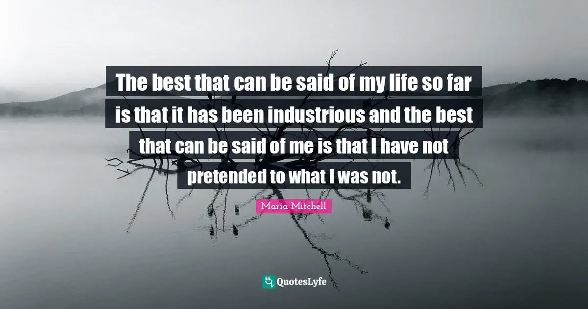 Maria Mitchell Quotes: "The best that can be said of my life so far is that it has been industrious and the best that can be said of me is that I have not pretended to what I was not."