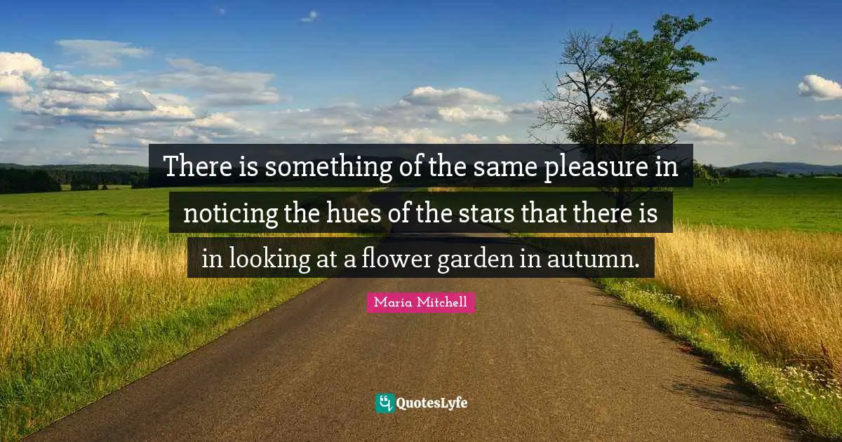 Maria Mitchell Quotes: "There is something of the same pleasure in noticing the hues of the stars that there is in looking at a flower garden in autumn."
