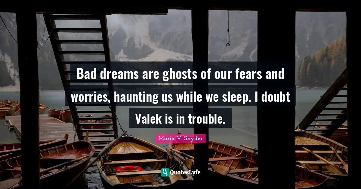 Bad dreams are ghosts of our fears and worries, haunting us while we sleep. I doubt Valek is in trouble.