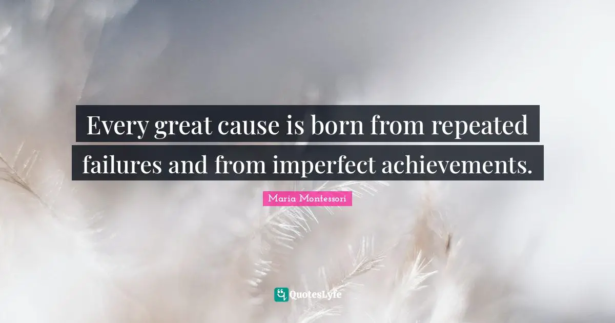 Every great cause is born from repeated failures and from imperfect achievements.