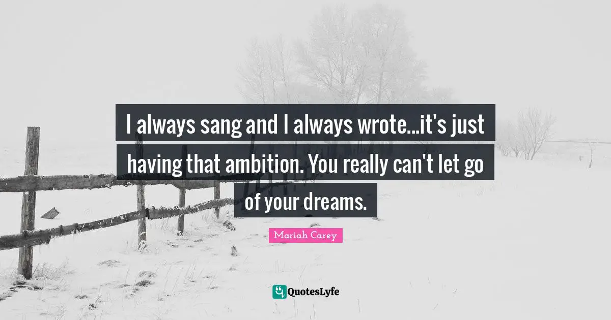 I always sang and I always wrote...it's just having that ambition. You really can't let go of your dreams.