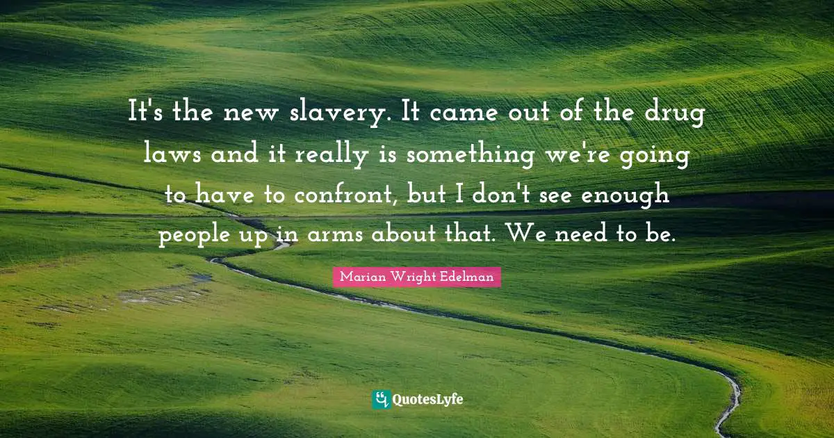 It's the new slavery. It came out of the drug laws and it really is something we're going to have to confront, but I don't see enough people up in arms about that. We need to be.