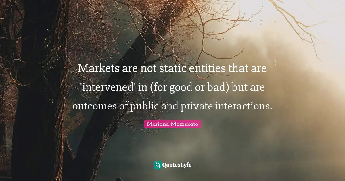 Markets are not static entities that are 'intervened' in (for good or bad) but are outcomes of public and private interactions.