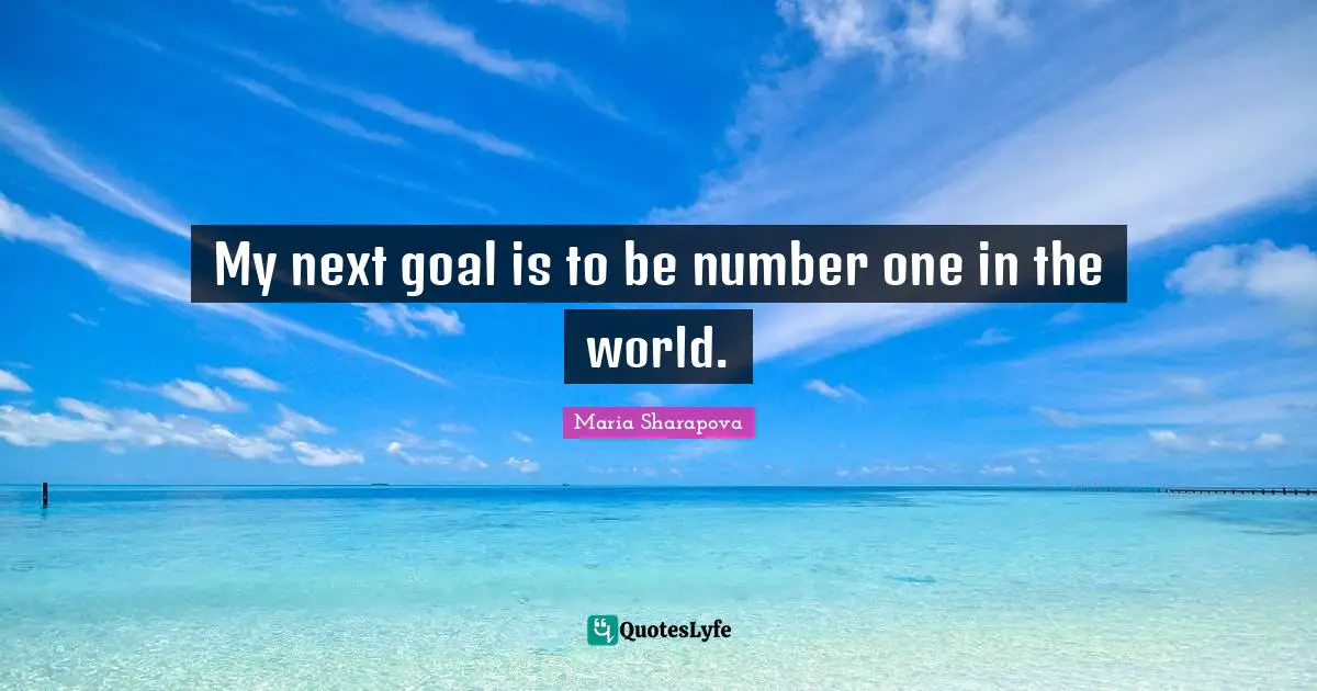 My next goal is to be number one in the world.