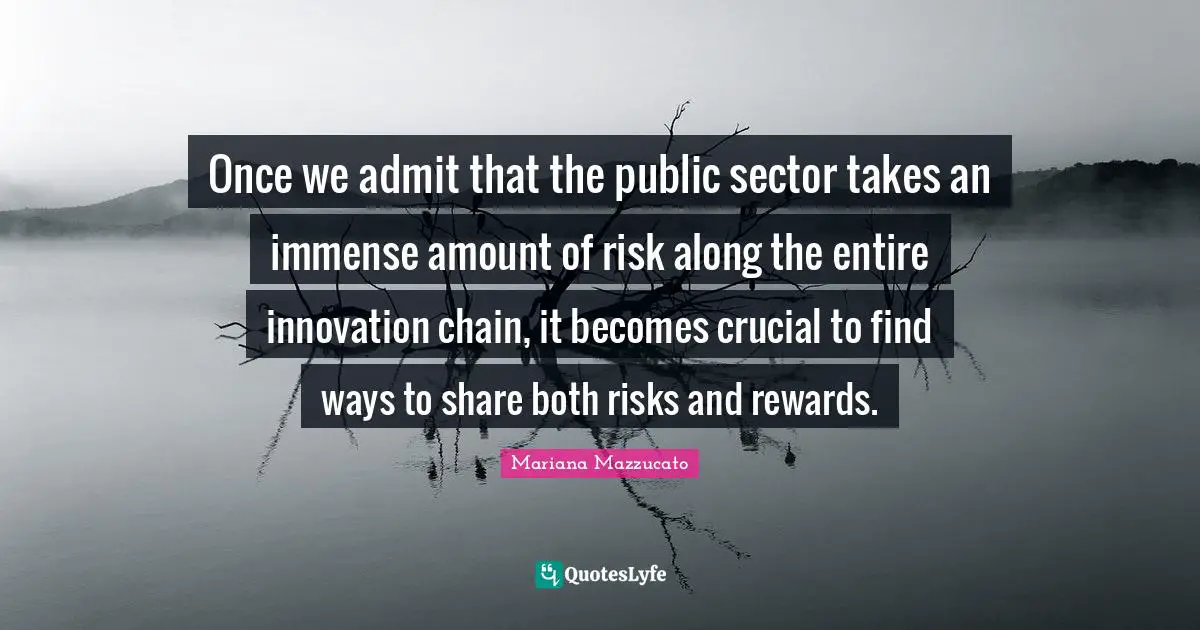 Once we admit that the public sector takes an immense amount of risk along the entire innovation chain, it becomes crucial to find ways to share both risks and rewards.