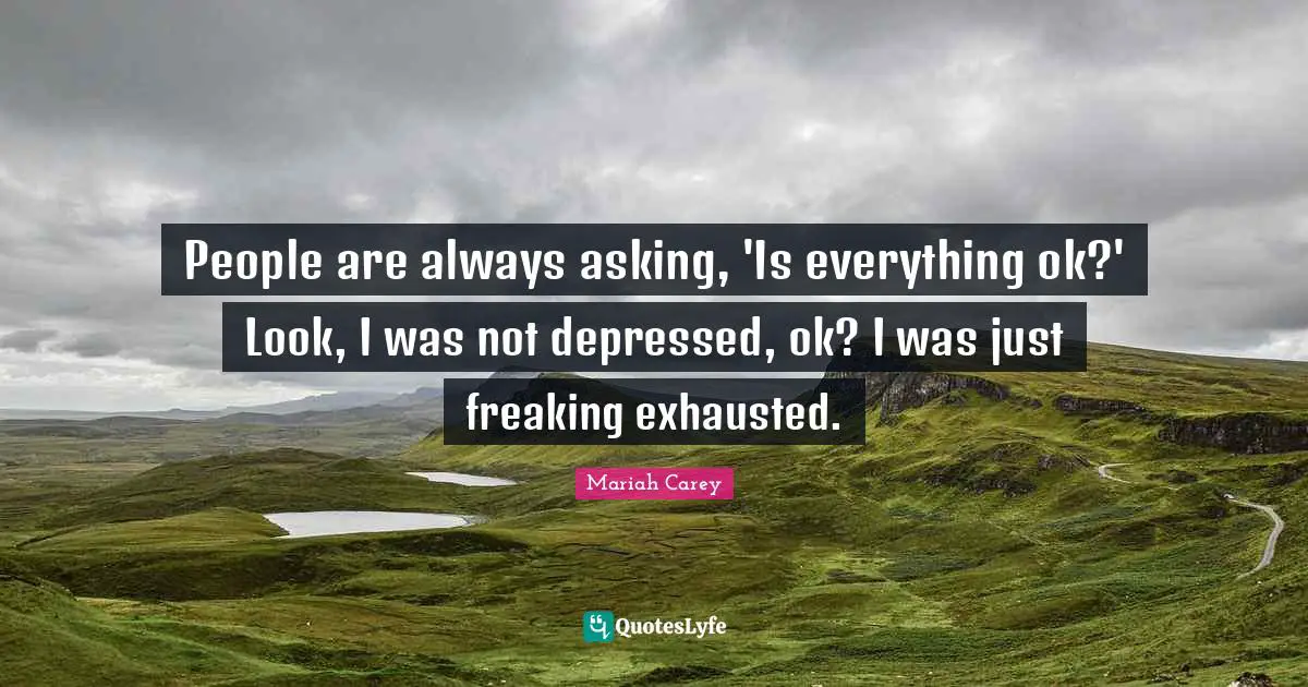People are always asking, 'Is everything ok?' Look, I was not depressed, ok? I was just freaking exhausted.
