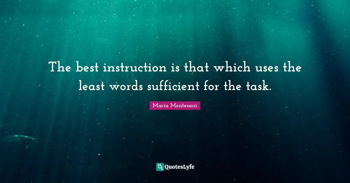Instruction Quotes: "The best instruction is that which uses the least words sufficient for the task."