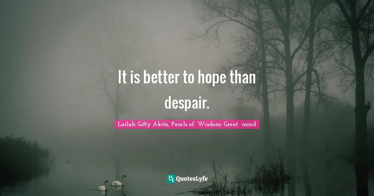 It is better to hope than despair.