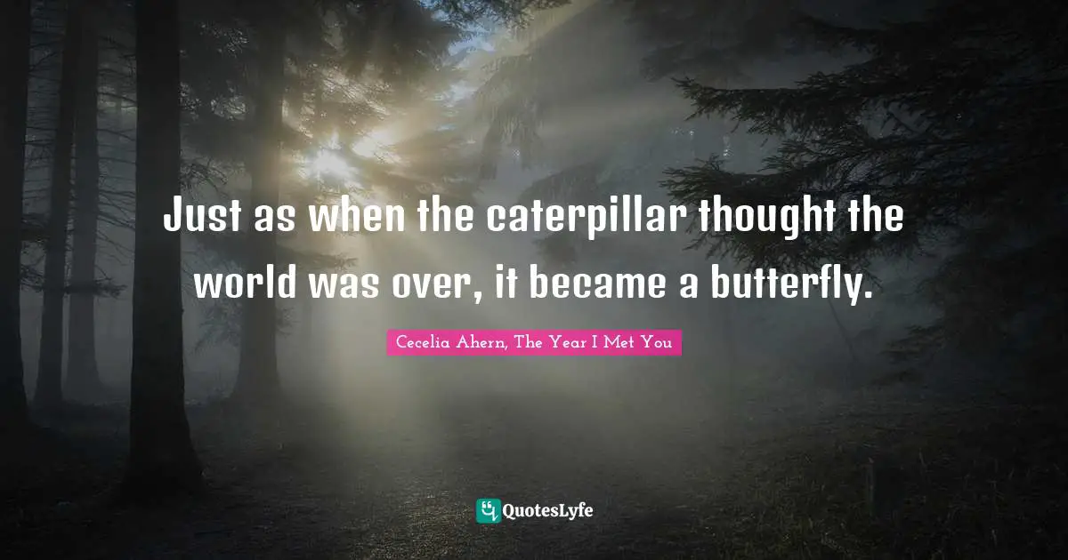 Just as when the caterpillar thought the world was over, it became a butterfly.