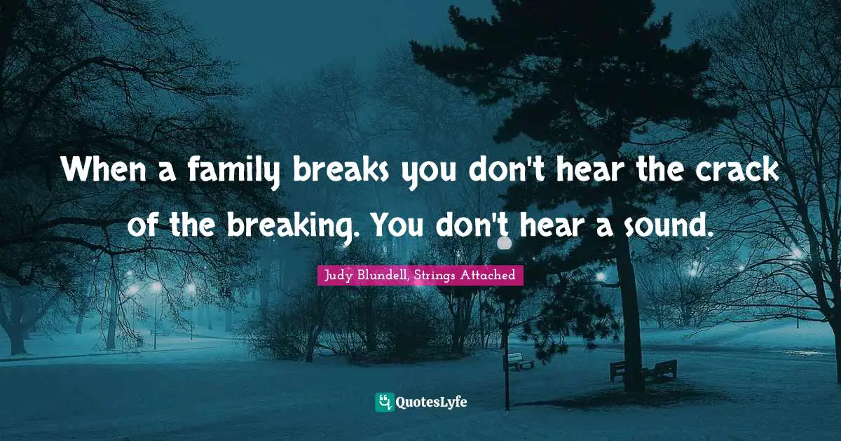 When a family breaks you don't hear the crack of the breaking. You don't hear a sound.