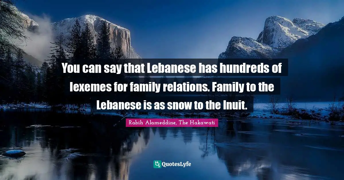 You can say that Lebanese has hundreds of lexemes for family relations. Family to the Lebanese is as snow to the Inuit.