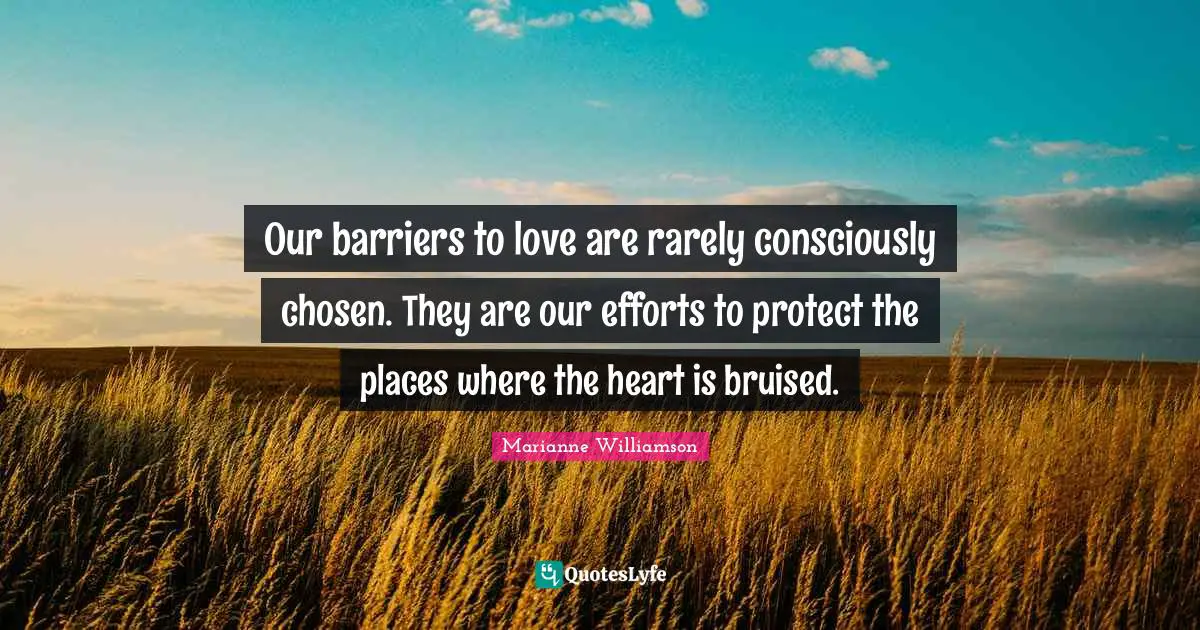 Our barriers to love are rarely consciously chosen. They are our efforts to protect the places where the heart is bruised.