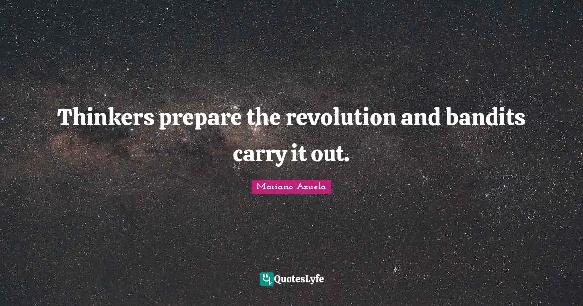 Thinkers prepare the revolution and bandits carry it out.